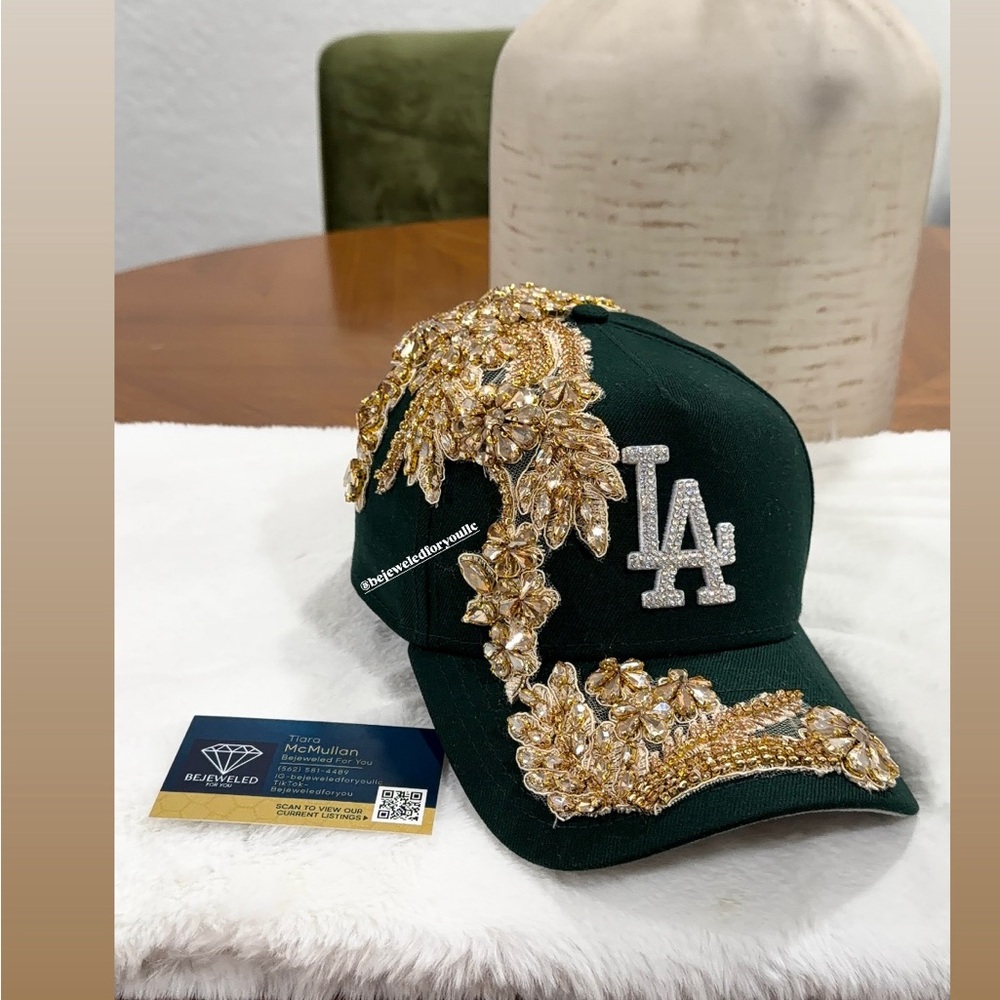 Green SnapBack Hat with Gold Embellishments
